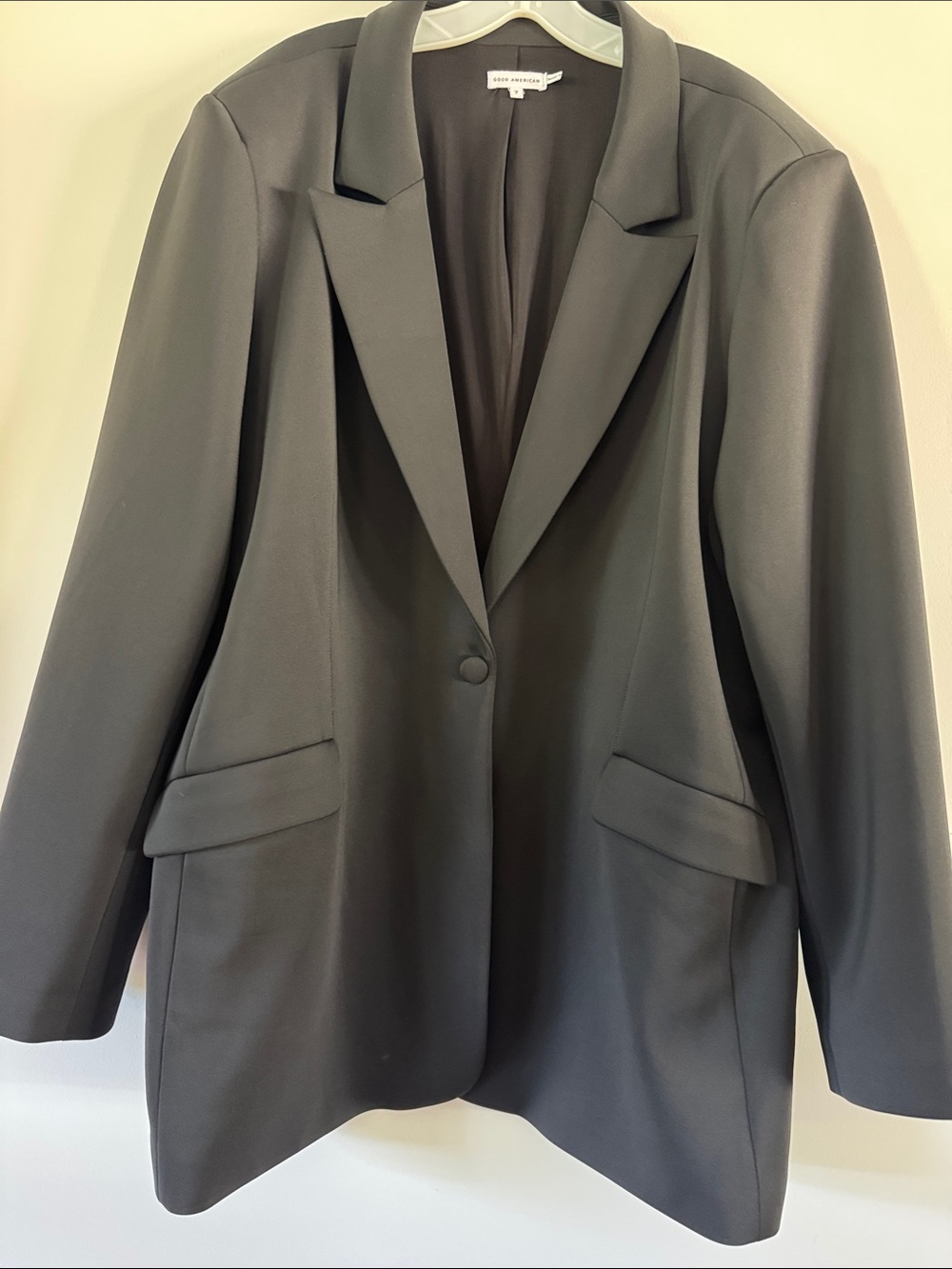 Good American Women's Black Long Sleeve Scuba Blazer Jacket Plus Size 7 (4x)